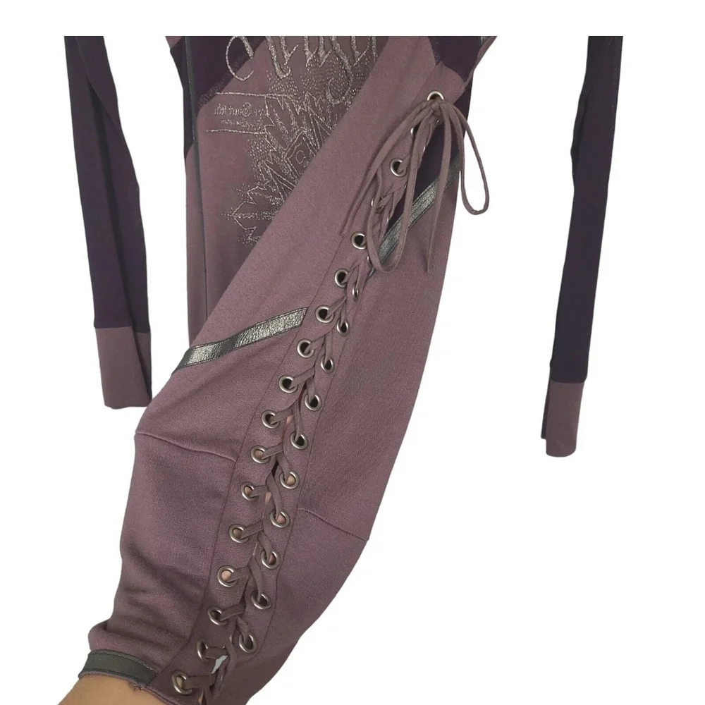 SALVAGE NWT Y2K Lace Up Purple Long Sleeve Dress. Never Worn. M - Picture 6 of 13